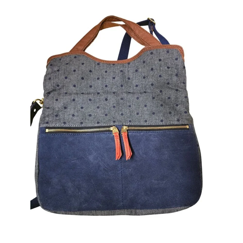 Fossil Blue and Brown Shoulder Bag - Picture 3 of 15